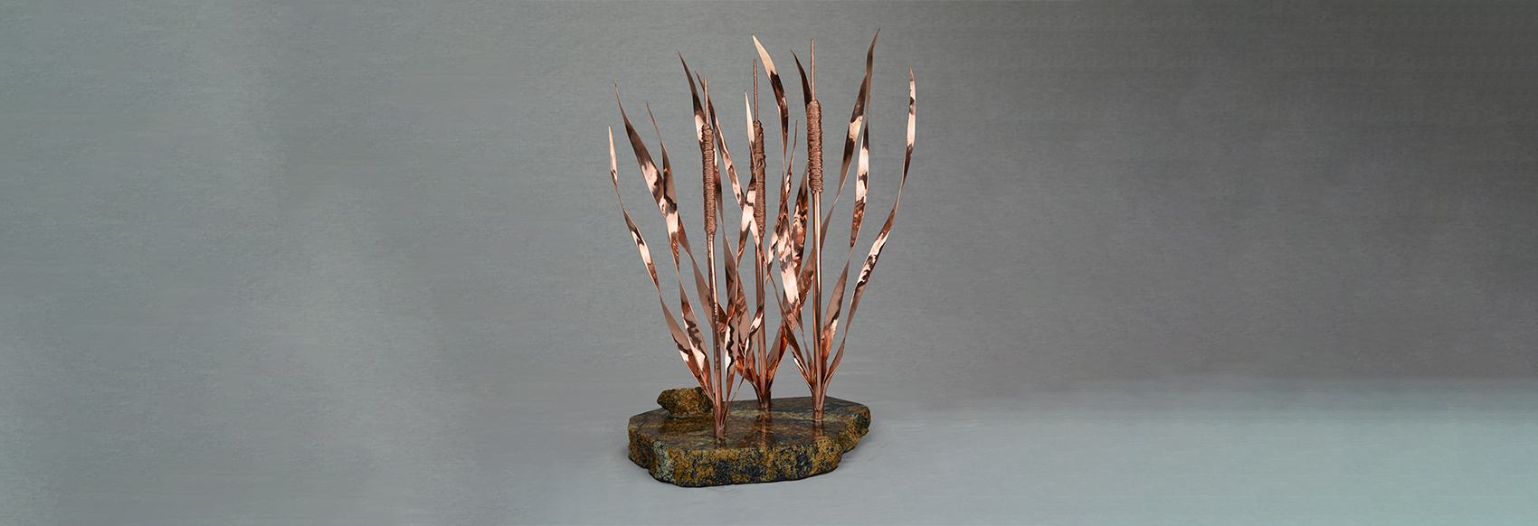 Fused Copper Cattail Sculpture